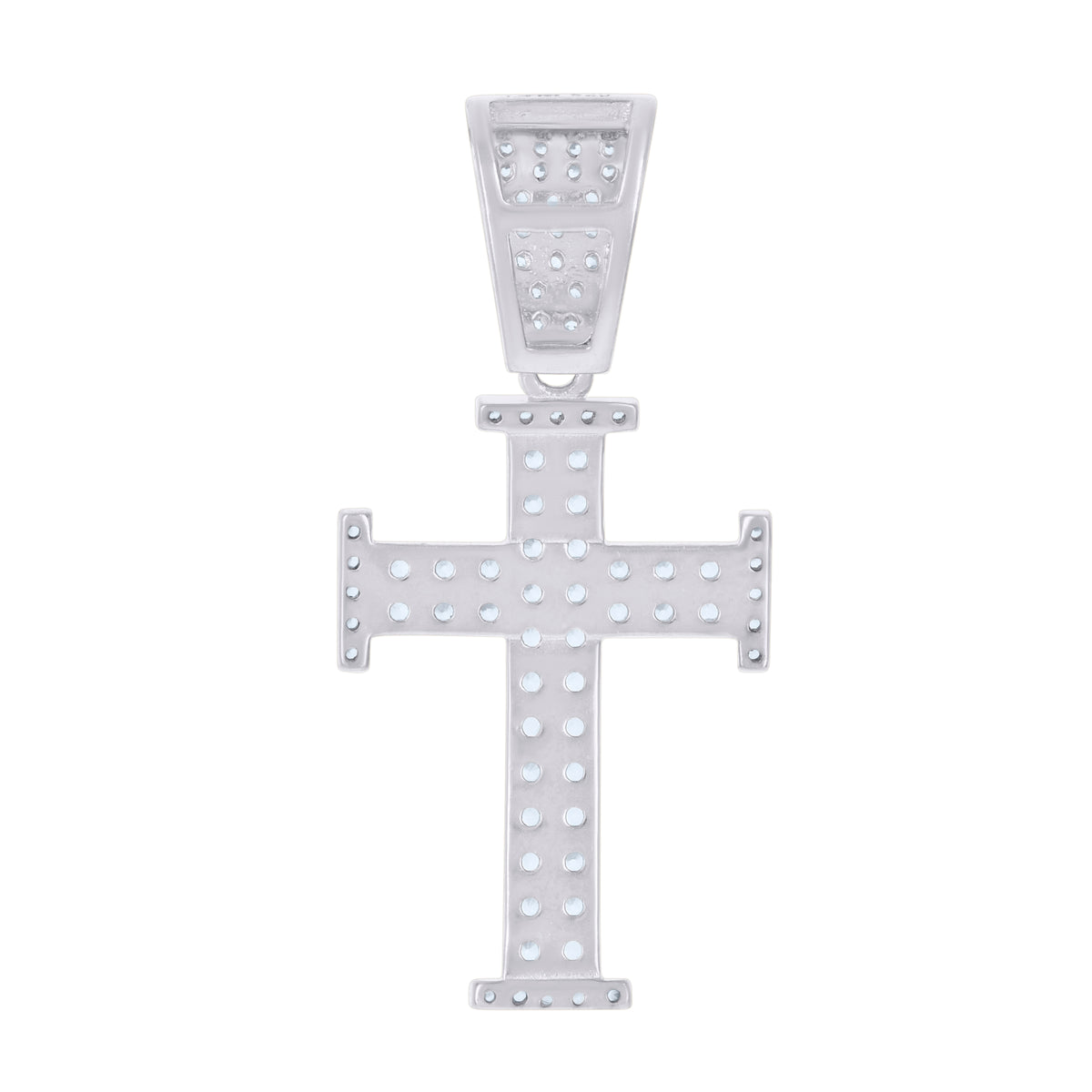 925 Sterling Silver Mens Cubic-Zirconia Cross Religious Charm Pendant