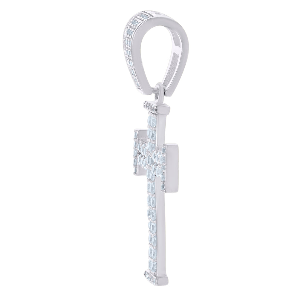 925 Sterling Silver Mens Cubic-Zirconia Cross Religious Charm Pendant