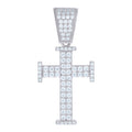 925 Sterling Silver Mens Cubic-Zirconia Cross Religious Charm Pendant