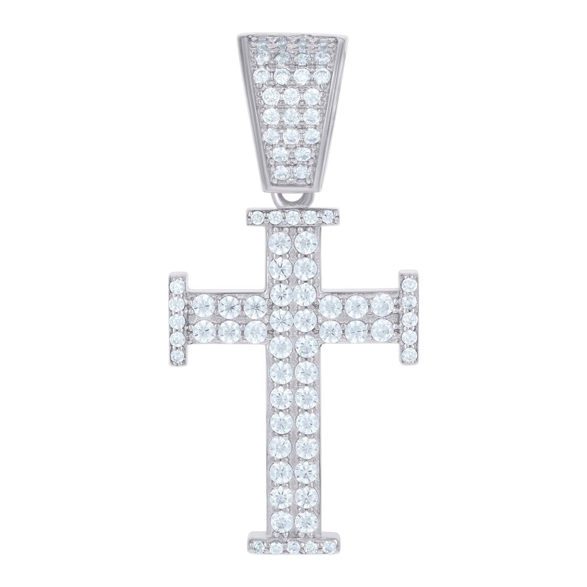 925 Sterling Silver Mens Cubic-Zirconia Cross Religious Charm Pendant