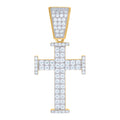 925 Sterling Silver Yellow-Tone Mens Cubic-Zirconia Cross Religious Charm Pendant