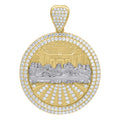 10K Two-Tone Gold Mens Cubic Zirconia Last Supper Medallion Religious Charm Pendant
