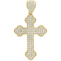 10K Yellow Gold Mens Cubic-Zirconia Cross Religious Charm Pendant