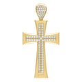 10K Yellow Gold Mens Cubic-Zirconia Cross Religious Charm Pendant