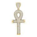 10K Yellow Gold Mens Cubic-Zirconia Egyptian Ankh Cross Religious Charm Pendant