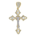 10K Two-tone Gold Mens Cubic-Zirconia Crucifix Cross Religious Charm Pendant