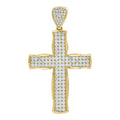 10K Yellow Gold Mens Cubic-Zirconia Cross Religious Charm Pendant