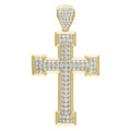 10K Yellow Gold Mens Cubic-Zirconia Cross Religious Charm Pendant