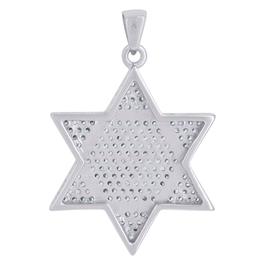 925 Sterling Silver Men Cubic-Zirconia Star Of David Religious Symbol Charm Pendant