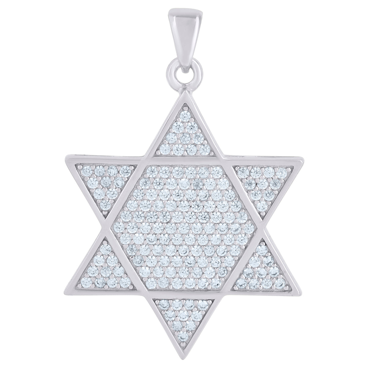925 Sterling Silver Men Cubic-Zirconia Star Of David Religious Symbol Charm Pendant