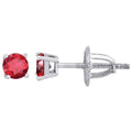 925 Sterling Silver Womens Red Cubic Zirconia 4mm Round Classic Studs Earrings