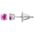 925 Sterling Silver Womens Pink Cubic Zirconia 4mm Round Classic Studs Earrings
