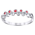 925 Sterling Silver Womens Red Cubic Zirconia Semi-Eternity Wedding Band Ring