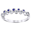 925 Sterling Silver Womens Royal Blue Cubic Zirconia Semi-Eternity Wedding Band Ring Size 7