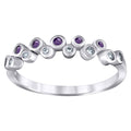 925 Sterling Silver Womens Purple Cubic Zirconia Semi-Eternity Wedding Band Ring Size 6