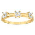 925 Sterling Silver Yellow-Tone Womens Cubic-Zirconia Flower Ring Size 8
