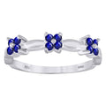 925 Sterling Silver Womens Royal Blue Cubic-Zirconia Flower Ring Size 7