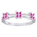 925 Sterling Silver Womens Pink Cubic-Zirconia Flower Ring