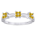 925 Sterling Silver Womens Yellow Cubic-Zirconia Flower Ring Size 8