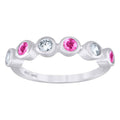 925 Sterling Silver Womens White Pink Cubic-Zirconia Ring