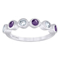 925 Sterling Silver Womens White Purple Cubic-Zirconia Ring Size 6