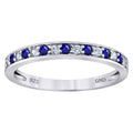 925 Sterling Silver Womens White Royal Blue Cubic Zirconia Semi Eternity Stackable Wedding Band Ring Size 8