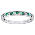 925 Sterling Silver Womens White Green Cubic Zirconia Semi Eternity Stackable Wedding Band Ring