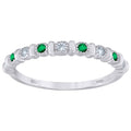 925 Sterling Silver Womens Green Cubic Zirconia Semi-Eternity Wedding Band Ring Size 7