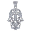 925 Sterling Silver Unisex Cubic Zirconia Religious Hamsa Charm Pendant