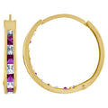 10K Yellow Gold Womens Princess-Cut Purple Cubic Zirconia Huggie Hoop Earrings