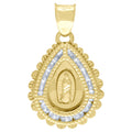 10K Yellow Gold Unisex Cubic Zirconia Cubic-Zirconia Lady Of Guadalupe Religious Tear Drop Charm Pendant