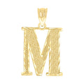 10K Yellow Gold Unisex Diamond-Cut Initial Letter M Charm Pendant