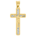 10K Yellow Gold Cubic-Zirconia Unisex Crucifix Cross Religious Charm Pendant