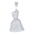 925 Sterling Silver Mens Cubic Zirconia Gambling Money Bag Charm Pendant