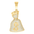 925 Sterling Silver Yellow-Tone Mens Cubic Zirconia Gambling Money Bag Charm Pendant