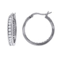 925 Sterling Silver Unisex Round Cubic Zirconia Hoop Fashion Earrings