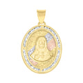 10K Tri-Color Gold Unisex Cubic Zirconia Diamond-Cut Jesus Face Religious Charm Pendant