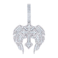 925 Sterling Silver Men Cubic-Zirconia Wing Cross Religious Charm Pendant