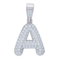 925 Sterling Silver Unisex Cz Initial Alphabet A Charm Pendant