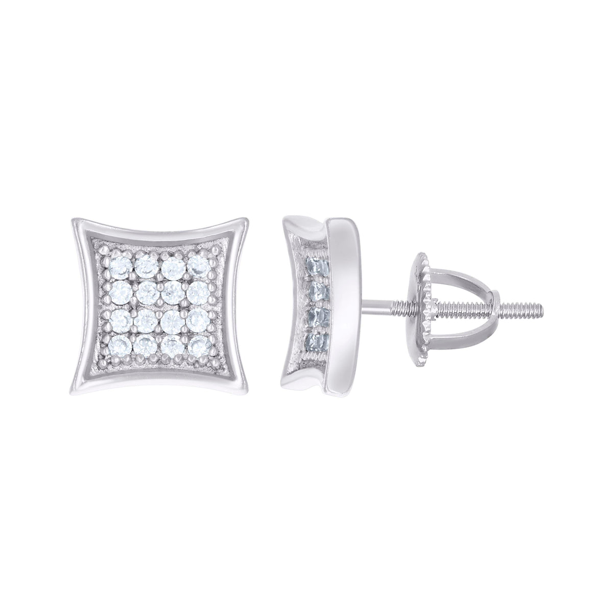 925 Sterling Silver Unisex Cubic Zirconia Kite Stud Earrings