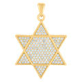 925 Sterling Silver Yellow-tone Men Cubic-Zirconia Star Of David Religious Symbol Charm Pendant