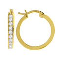 925 Sterling Silver Yellow-Tone Womens Round Cubic Zirconia Hoop Fashion Earrings