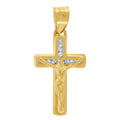 10K Yellow Gold Unisex Cubic-Zirconia Polished Finish Crucifix Cross Religious Charm Pendant