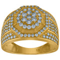 10K Yellow Gold Mens Cubic Zirconia Octagon Engagement Ring
