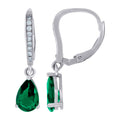 925 Sterling Silver Womens Green Cubic Zirconia Tear Drop Dangle Earrings