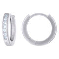 925 Sterling Silver Womens Cubic-Zirconia Fashion Hoop Huggies Earrings