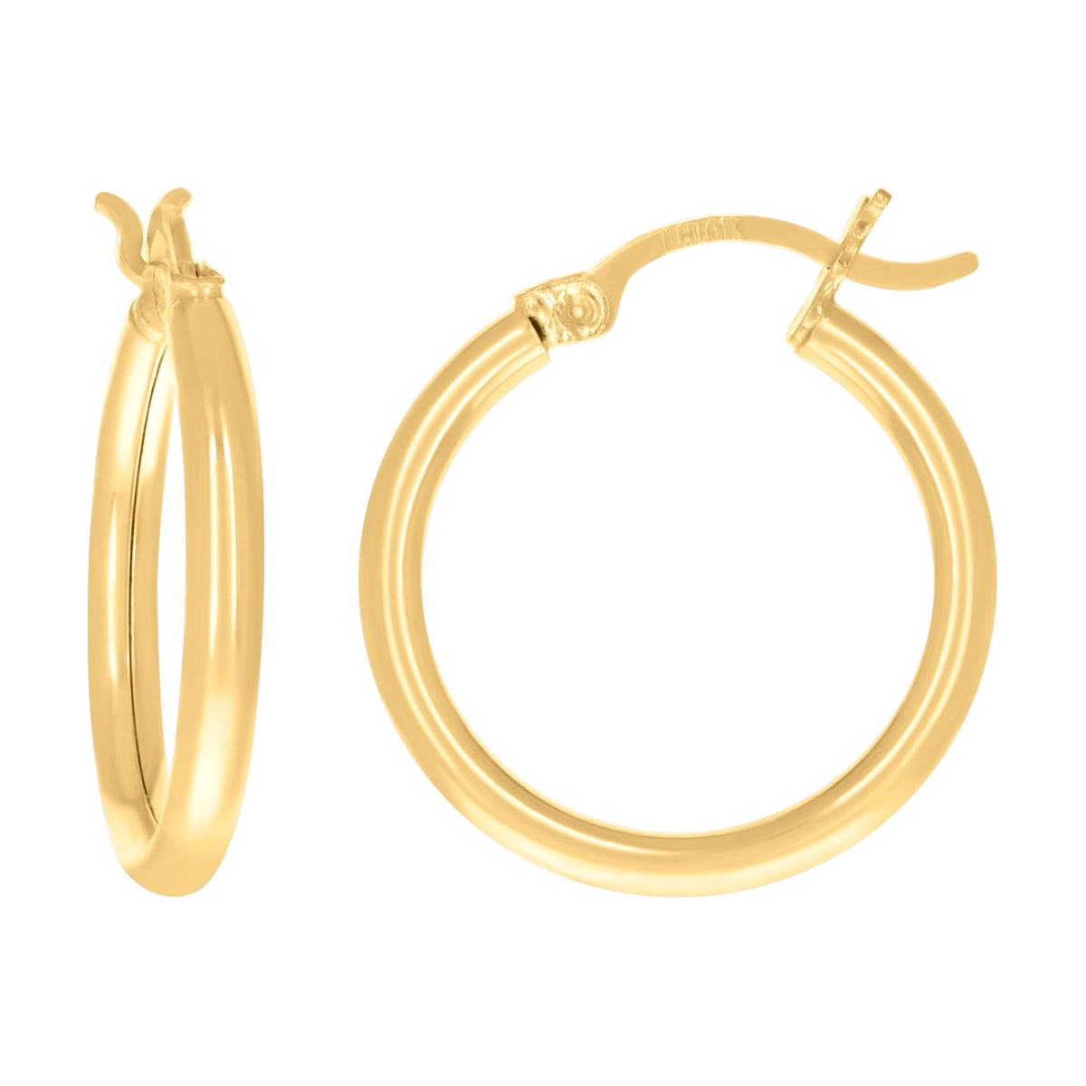 14K Gold 2mm-18 Plain Hoop Earrings