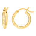 14K Gold D/C Hoop Earrings 2mm-12