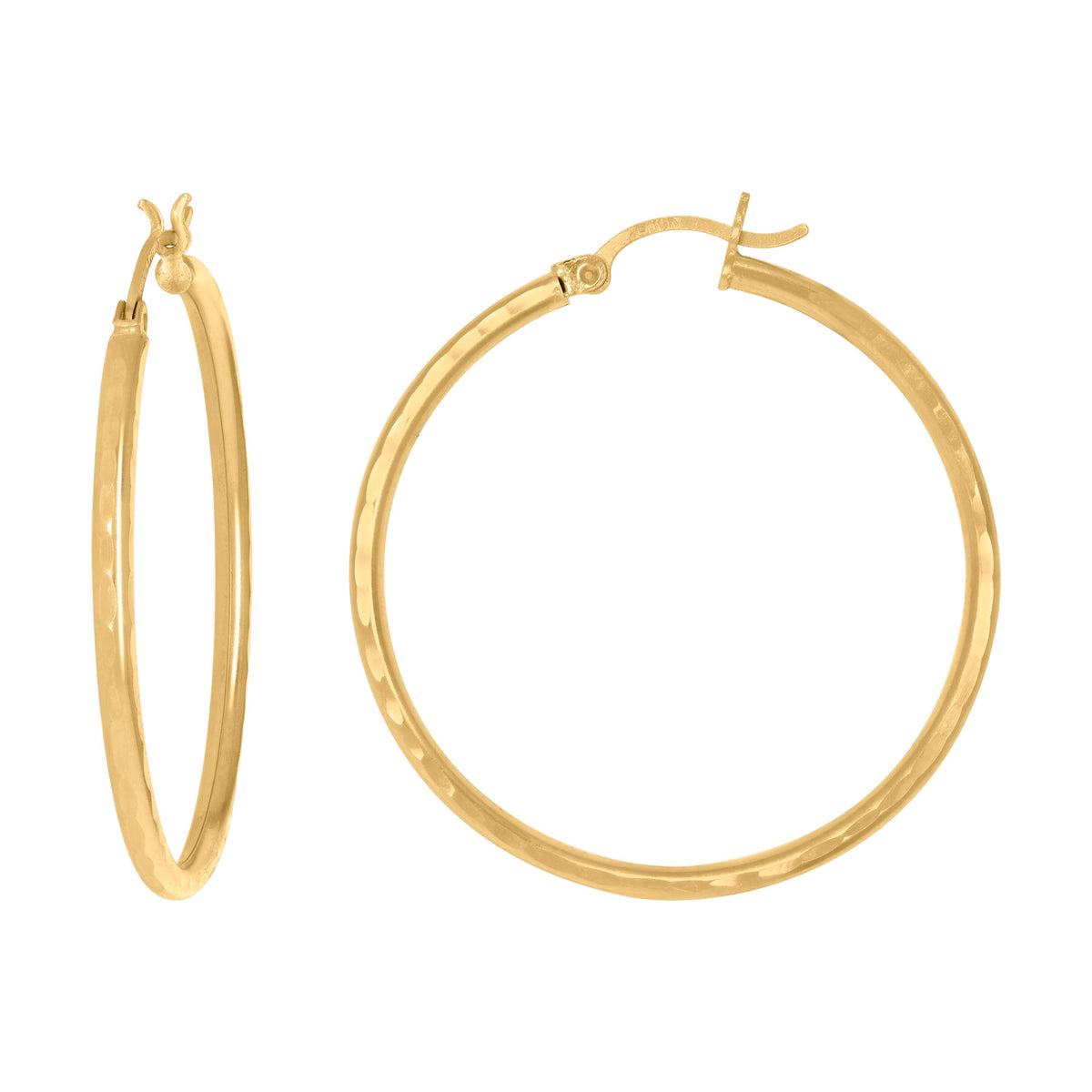 14K Gold D/C Hoop Earrings 2mm-38