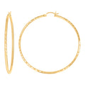 14K Gold D/C Hoop Earrings 2mm-60